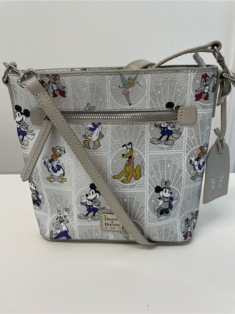 Dooney & Bourke Silver Disney Character Crossbody with Multicolor Prints